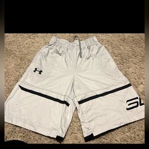 Gray and black Under Armour shorts